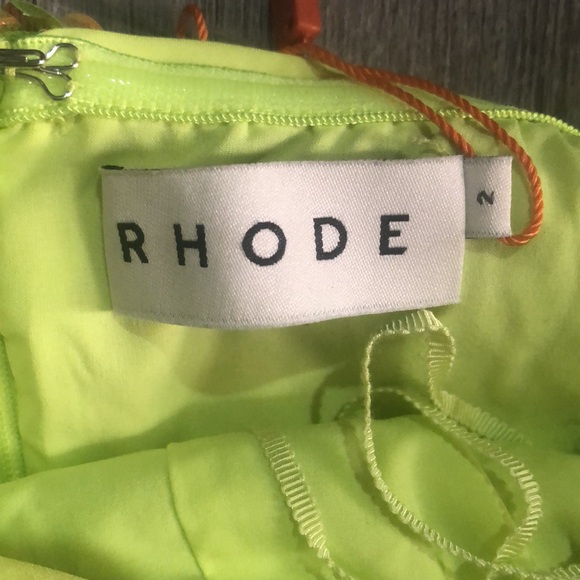 RHODE Dali sequin  off the shoulder puff sleeves party dress chartreuse size 2 - Picture 5 of 8